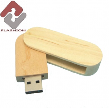 Wooden rotate usb flash drive