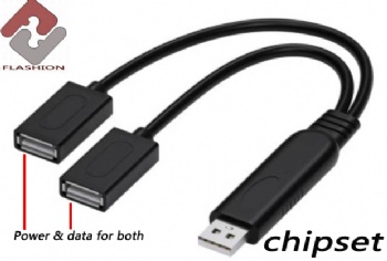 USB2.0  type A splitter male to 2 female cable power and data cable  hub cable V type and Y type optional 30cm 2M or 3M
